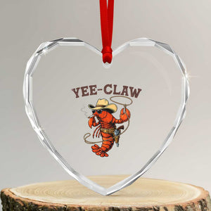 Yee Claw Southern Crawfish Heart Crystal Glass Ornament Funny Seafood Party Graphic TS12 Transparent Glass 3'' Heart Print Your Wear