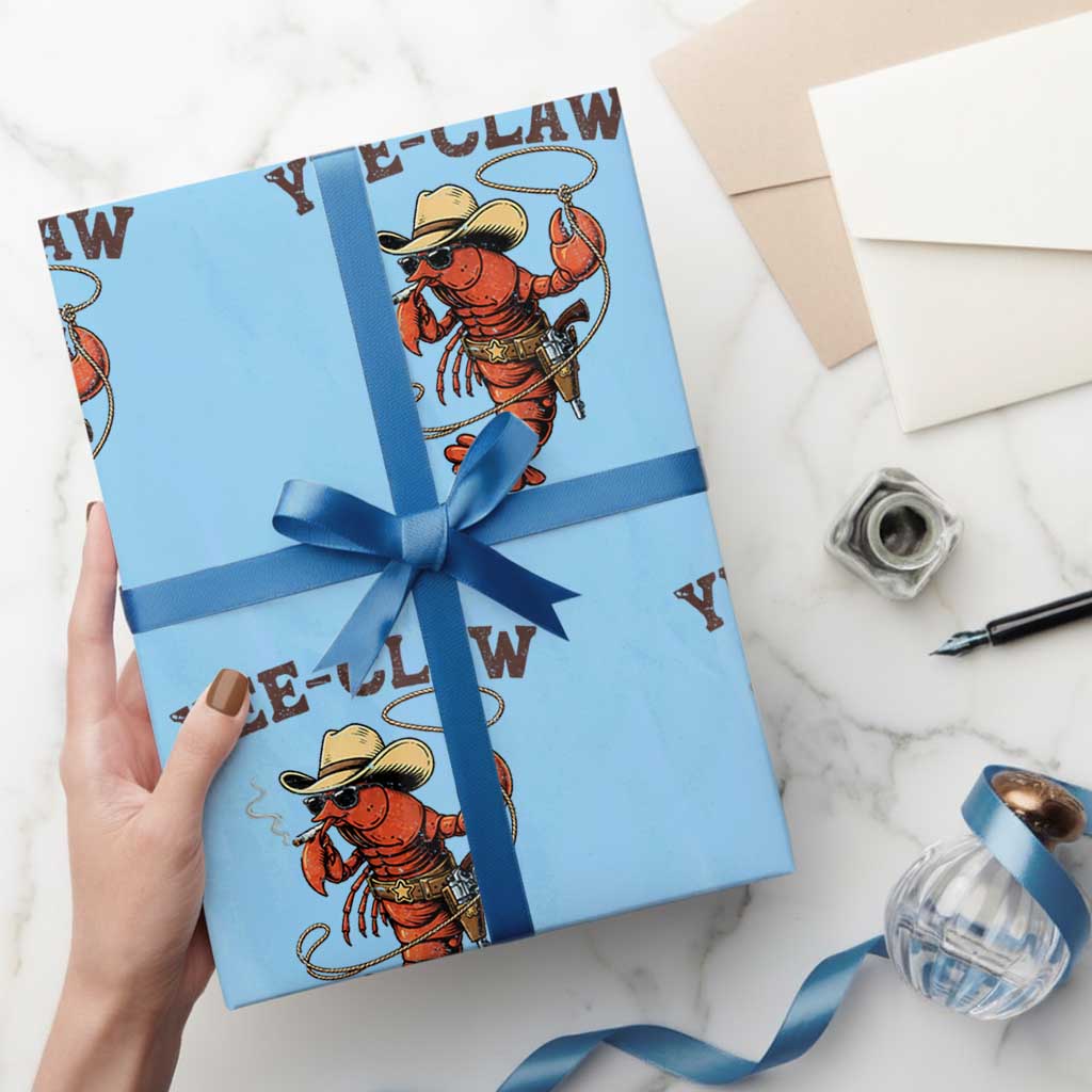 Yee Claw Southern Crawfish Wrapping Paper Roll Funny Seafood Party Graphic TS12 Light Blue Print Your Wear