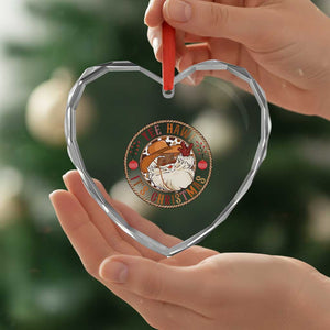 Yee Haw It Is Christmas Heart Crystal Glass Ornament Funny Black Santa Cowboy TS12 Print Your Wear