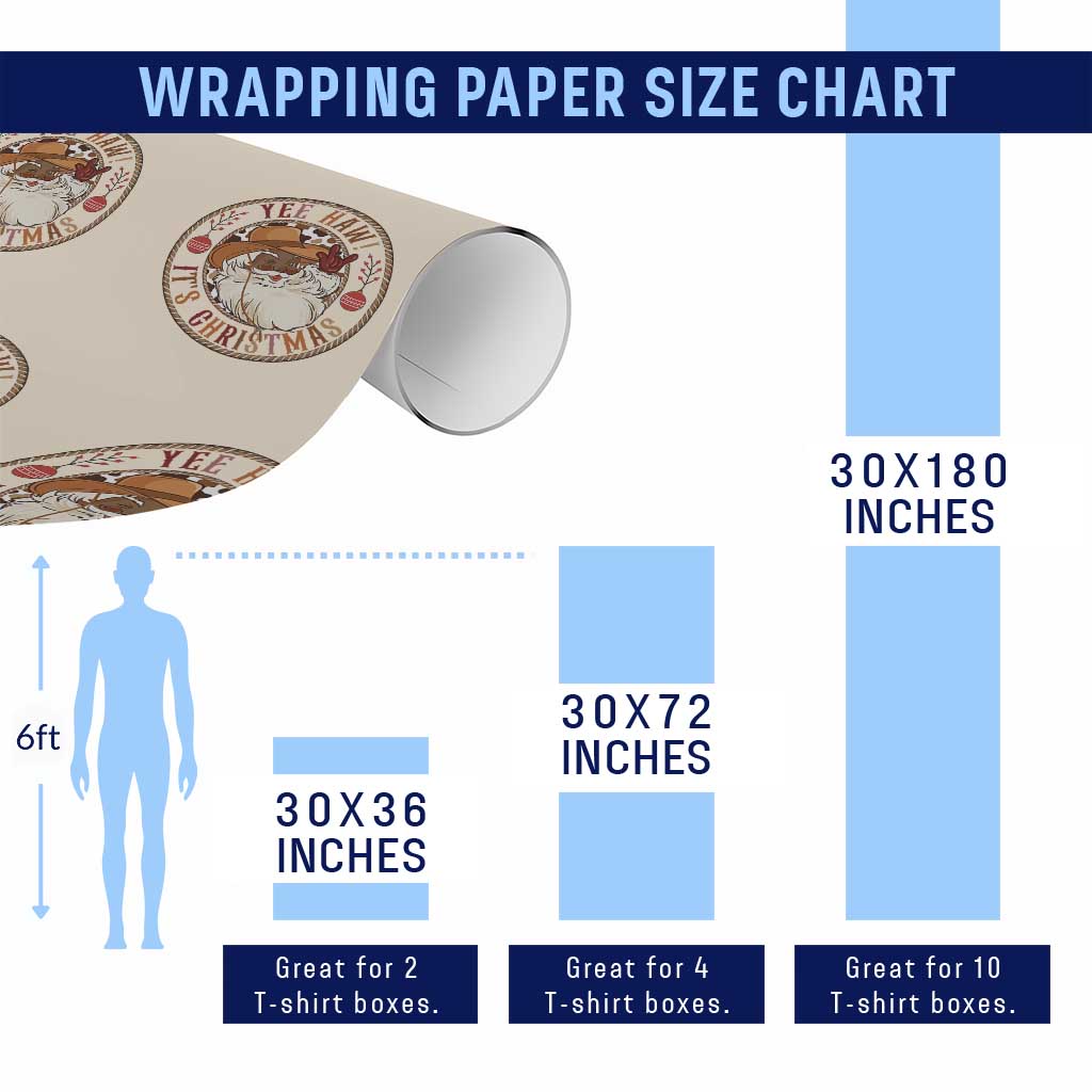 Yee Haw It Is Christmas Wrapping Paper Roll Funny Black Santa Cowboy TS12 Print Your Wear