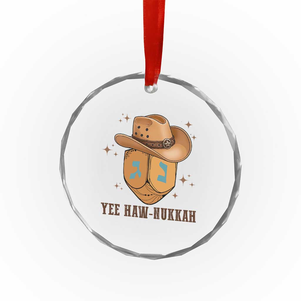Yee Haw Nukkah Crystal Glass Ornament Funny Cowboy Hanukkah TS14 Print Your Wear