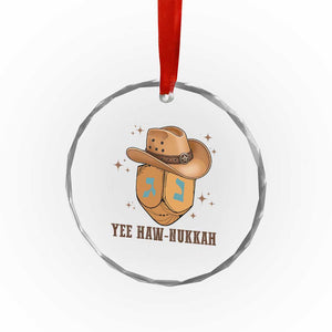 Yee Haw Nukkah Crystal Glass Ornament Funny Cowboy Hanukkah TS14 Print Your Wear