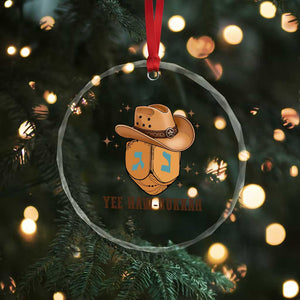 Yee Haw Nukkah Crystal Glass Ornament Funny Cowboy Hanukkah TS14 Print Your Wear