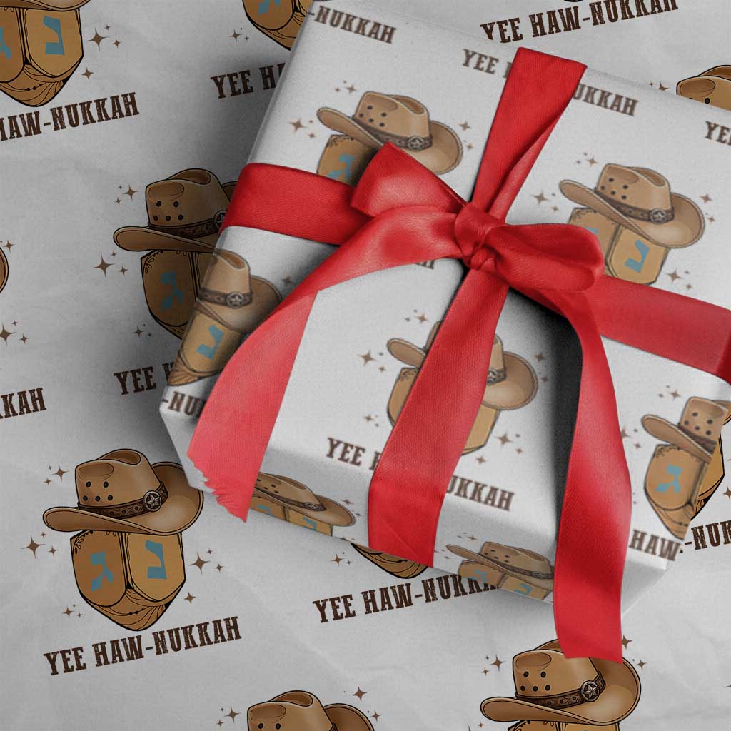 Yee Haw Nukkah Wrapping Paper Roll Funny Cowboy Hanukkah TS14 White Print Your Wear