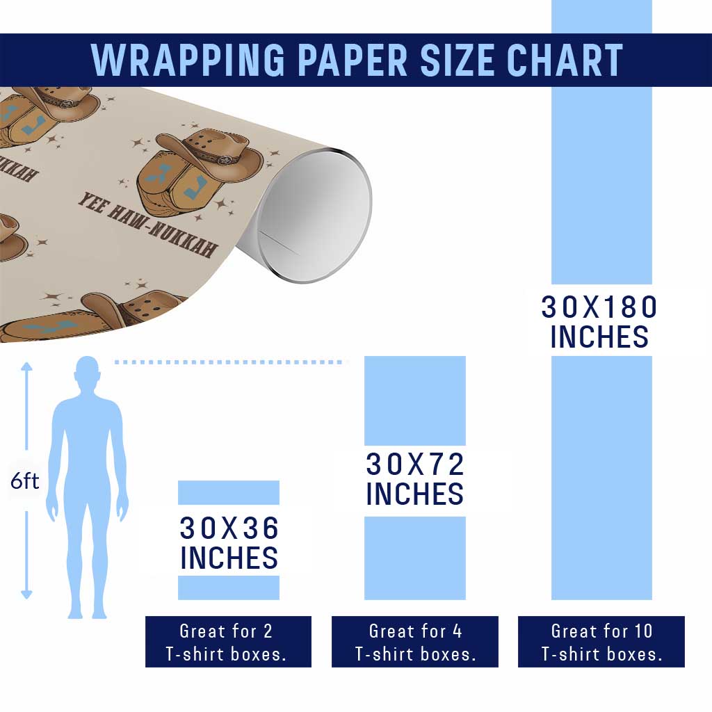 Yee Haw Nukkah Wrapping Paper Roll Funny Cowboy Hanukkah TS14 Print Your Wear