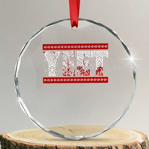 Yeet Funny Wrestling Slang Quote Tribal Art Blood Splatter Crystal Glass Ornament TS11 Transparent Glass 3'' Circle Print Your Wear