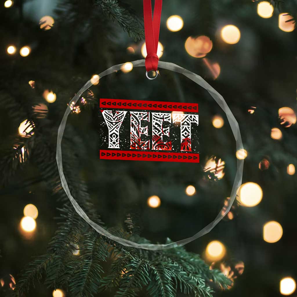 Yeet Funny Wrestling Slang Quote Tribal Art Blood Splatter Crystal Glass Ornament TS11 Print Your Wear