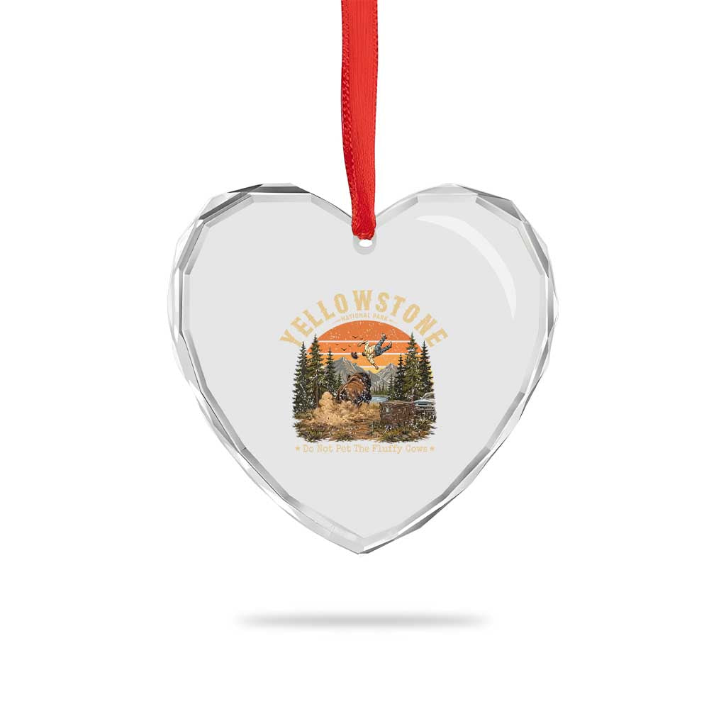 Yellowstone Do Not Pet The Fluffy Cows Heart Crystal Glass Ornament Funny Bison Meme Wildlife Lover Gift