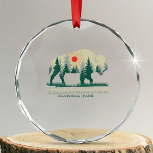 Yellowstone National Park Crystal Glass Ornament Bison Nature Wildlife Outdoor Hiking Camping Forest TS10 Transparent Glass 3'' Circle Print Your Wear