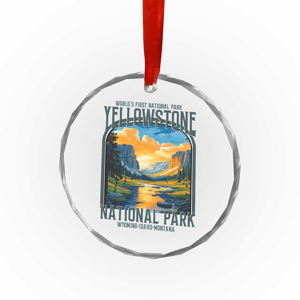 Yellowstone National Park Crystal Glass Ornament Worlds First NP Retro Vintage Graphic TS02 Print Your Wear