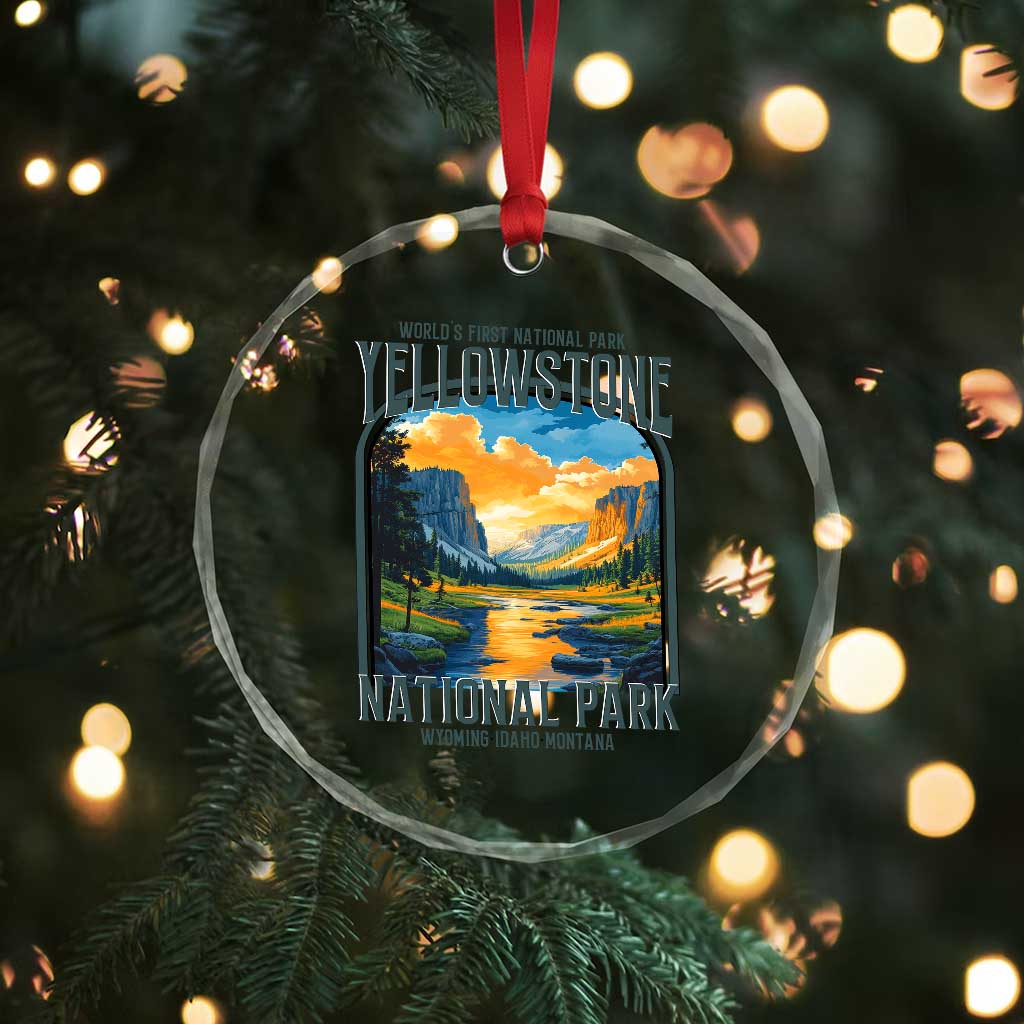 Yellowstone National Park Crystal Glass Ornament Worlds First NP Retro Vintage Graphic TS02 Print Your Wear