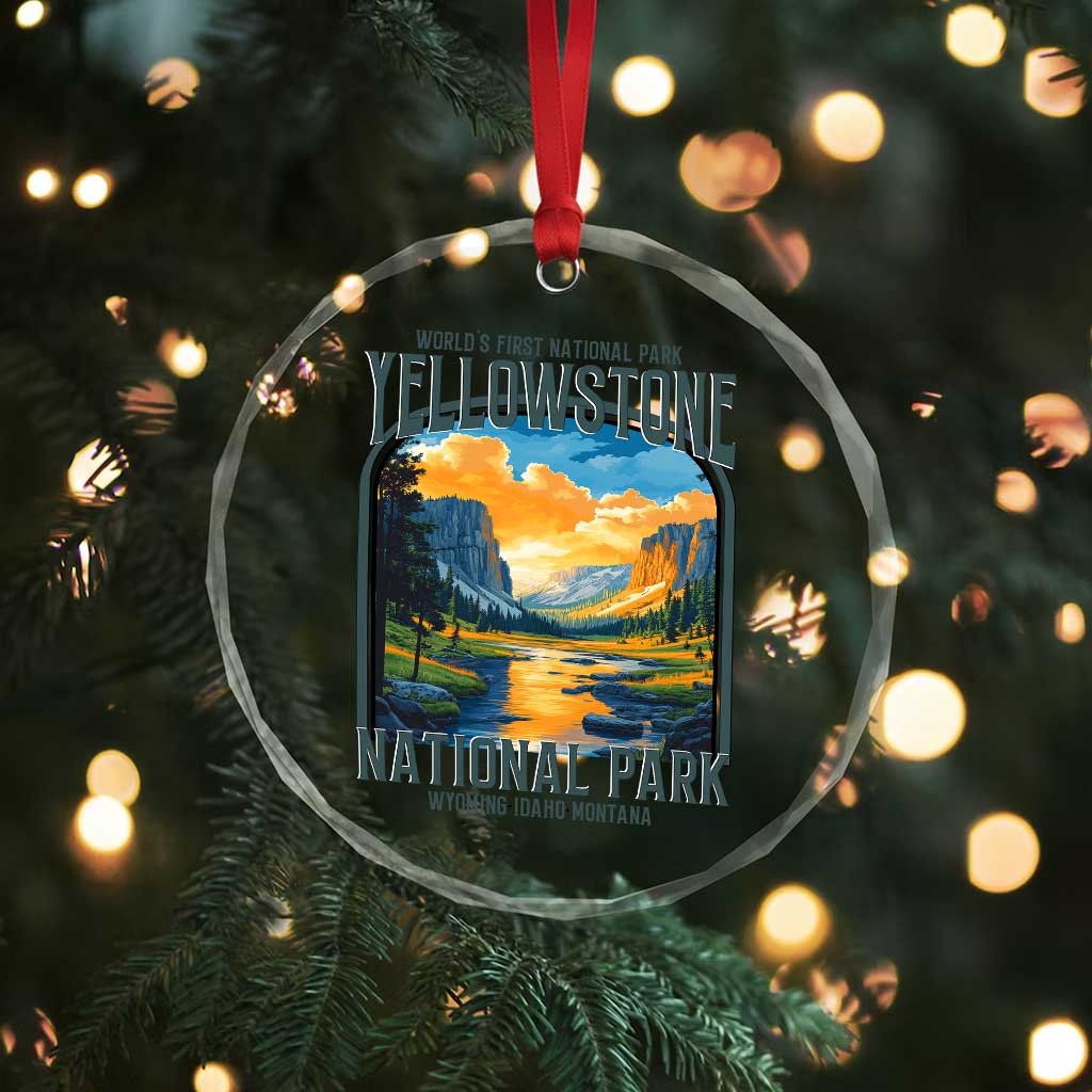 Yellowstone National Park Crystal Glass Ornament Worlds First NP Retro Vintage Graphic TS02 Print Your Wear