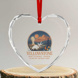 Yellowstone National Park Do Not Pet The Fluffy Cows Heart Crystal Glass Ornament Amusing Bison Encounter Campsite Toss