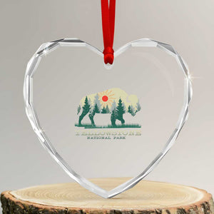 Yellowstone National Park Heart Crystal Glass Ornament Bison Nature Wildlife Outdoor Hiking Camping Forest TS10 Transparent Glass 3'' Heart Print Your Wear