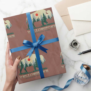 Yellowstone National Park Wrapping Paper Roll Bison Nature Wildlife Outdoor Hiking Camping Forest TS10 Mocha Print Your Wear