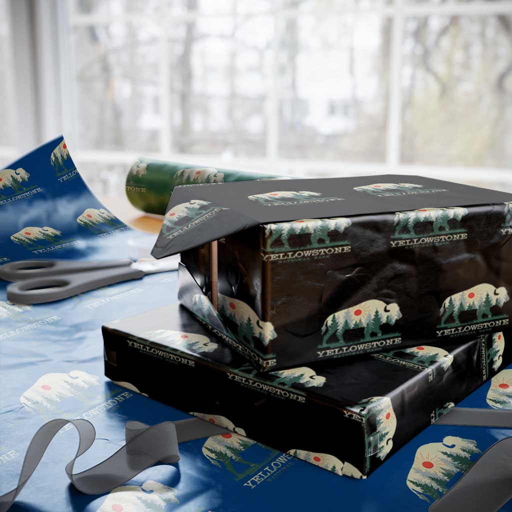 Yellowstone National Park Wrapping Paper Roll Bison Nature Wildlife Outdoor Hiking Camping Forest TS10 Black Print Your Wear