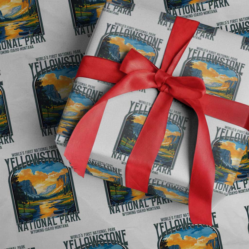 Yellowstone National Park Wrapping Paper Roll Worlds First NP Retro Vintage Graphic TS02 White Print Your Wear