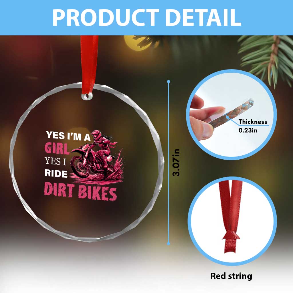 Yes I'm A Girl Yes I Ride Dirt Bikes Crystal Glass Ornament Motocross Biker TS11 Print Your Wear