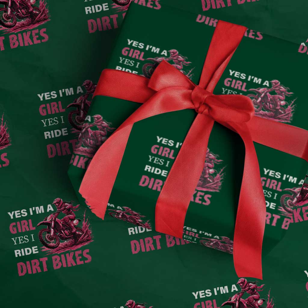 Yes I'm A Girl Yes I Ride Dirt Bikes Wrapping Paper Roll Motocross Biker TS11 Green Print Your Wear
