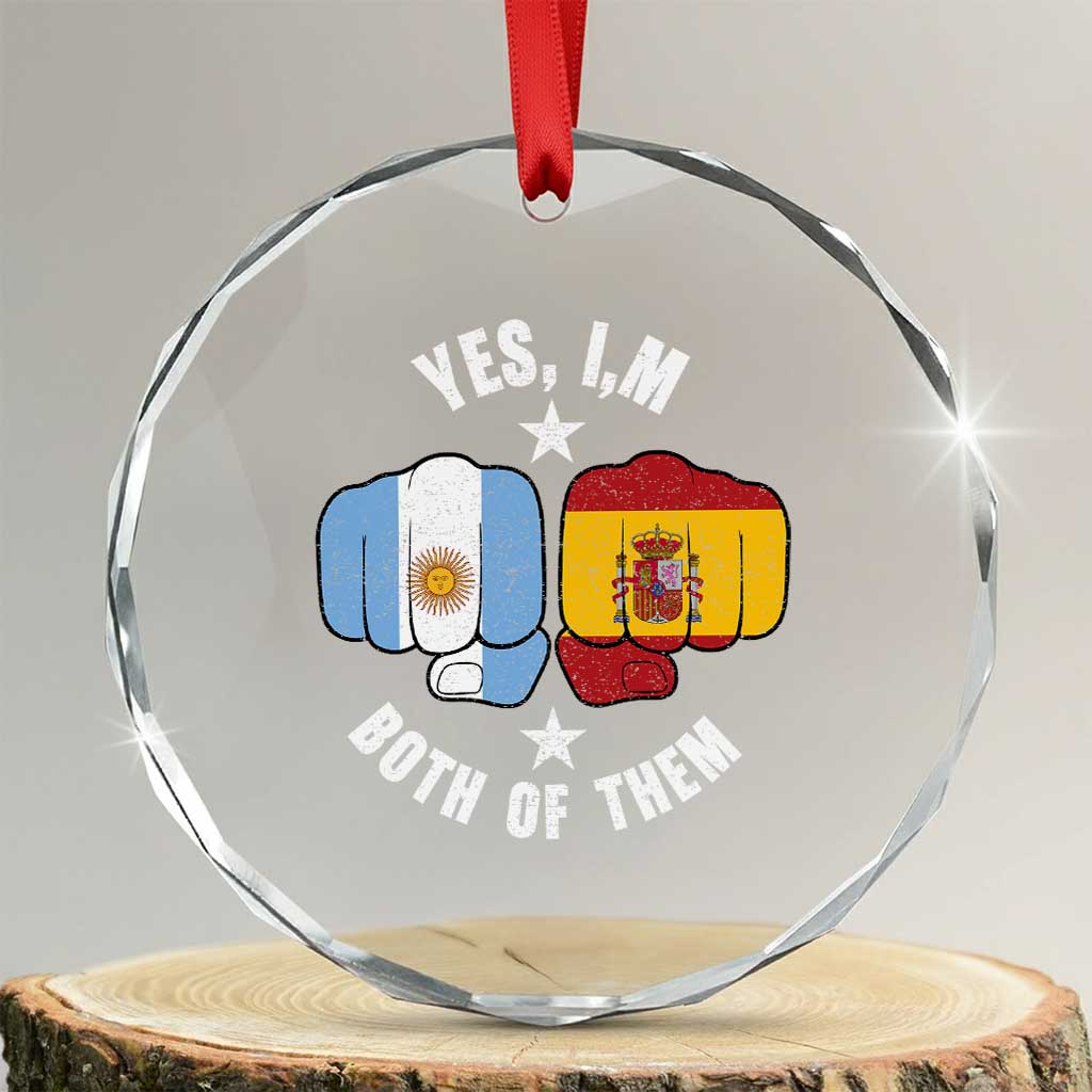 Yes Im Both Of Them Argentina Spain Fist Bump Graphic Crystal Glass Ornament Proud Spanish Argentine Dual Heritage Pride Match Day TS02 Transparent Glass 3'' Circle Print Your Wear