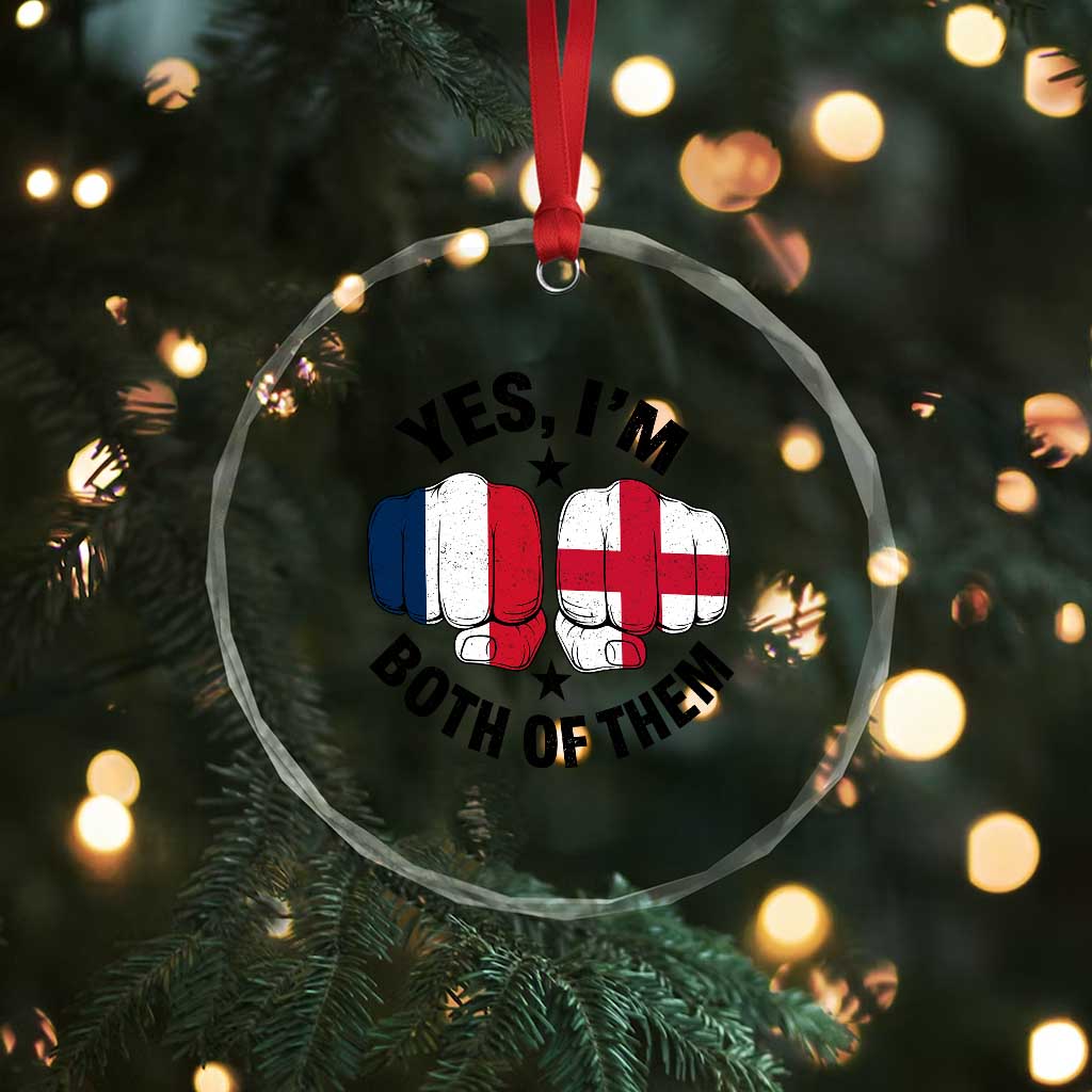 Yes Im Both Of Them France England Flag Fists Graphic Crystal Glass Ornament French English Anglo Dual Pride Heritage TS02 Print Your Wear