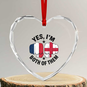 Yes Im Both Of Them France England Flag Fists Graphic Heart Crystal Glass Ornament French English Anglo Dual Pride Heritage TS02 Transparent Glass 3'' Heart Print Your Wear