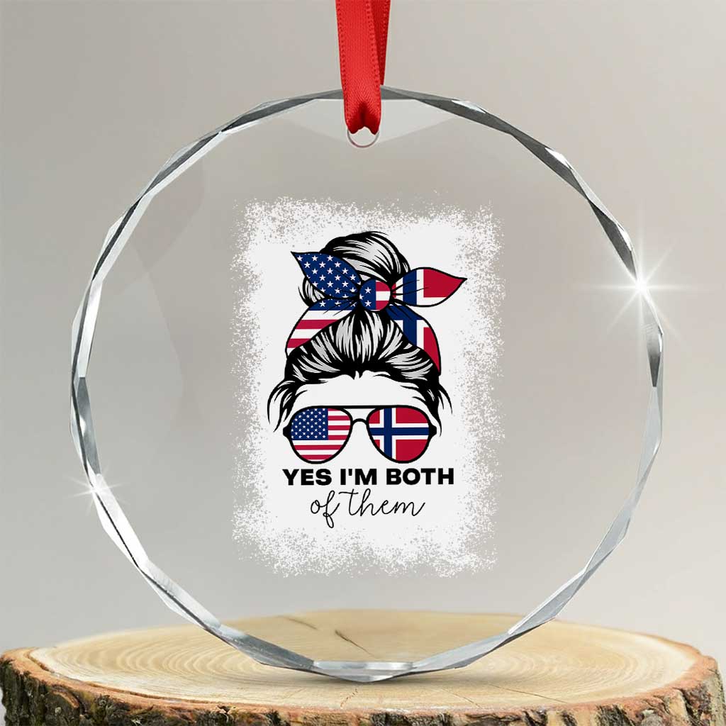 Yes I'm Both of Them Half Norwegian American Crystal Glass Ornament TS14 Transparent Glass 3'' Circle Print Your Wear