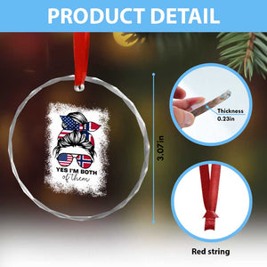 Yes I'm Both of Them Half Norwegian American Crystal Glass Ornament TS14 Print Your Wear