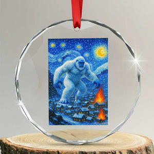 Yeti Cryptid Christmas Crystal Glass Ornament Winter Monster Starry Night Xmas TS14 Transparent Glass 3'' Circle Print Your Wear