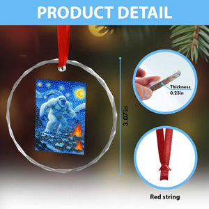 Yeti Cryptid Christmas Crystal Glass Ornament Winter Monster Starry Night Xmas TS14 Print Your Wear
