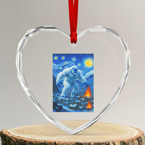 Yeti Cryptid Christmas Heart Crystal Glass Ornament Winter Monster Starry Night Xmas TS14 Transparent Glass 3'' Heart Print Your Wear