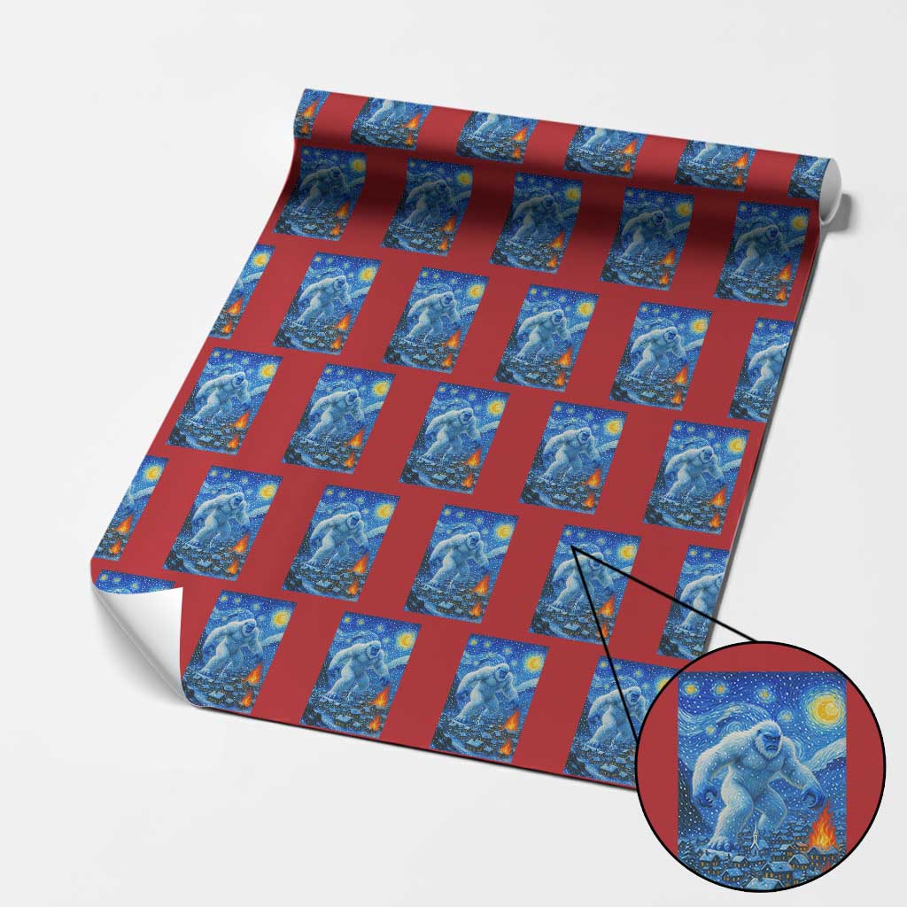 Yeti Cryptid Xmas Wrapping Paper Roll Winter Monster Starry Night Xmas TS14 Red Print Your Wear