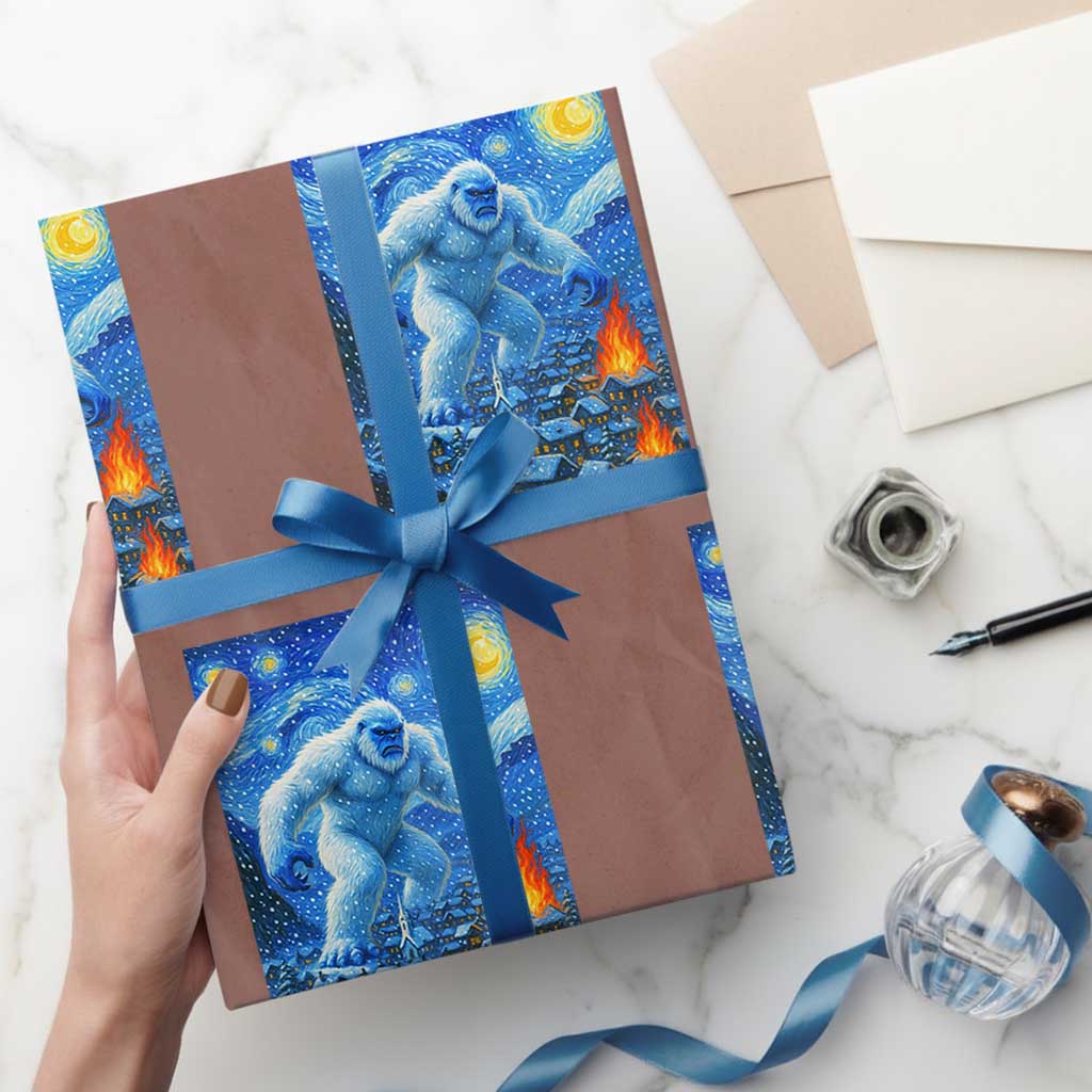 Yeti Cryptid Xmas Wrapping Paper Roll Winter Monster Starry Night Xmas TS14 Mocha Print Your Wear