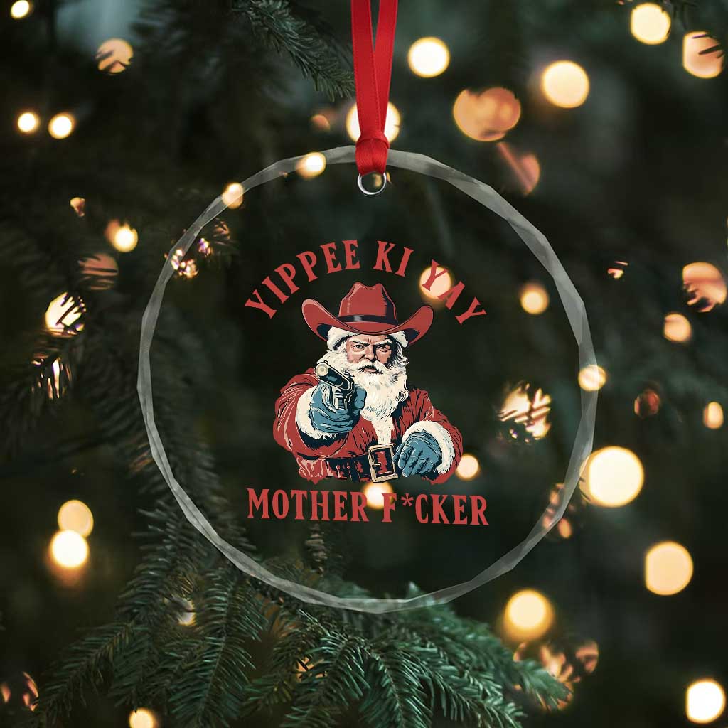 Yippee Ki Yay Mother Fcker Crystal Glass Ornament Funny Santa Gun Christmas TS14 Print Your Wear