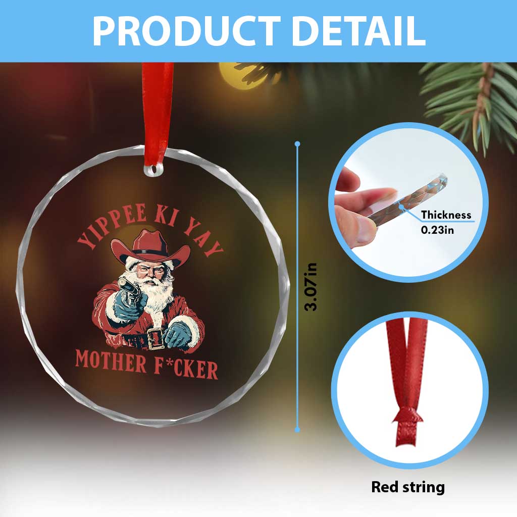 Yippee Ki Yay Mother Fcker Crystal Glass Ornament Funny Santa Gun Christmas TS14 Print Your Wear