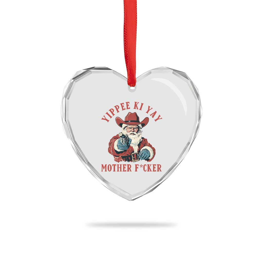 Yippee Ki Yay Mother Fcker Heart Crystal Glass Ornament Funny Santa Gun Christmas TS14 Print Your Wear
