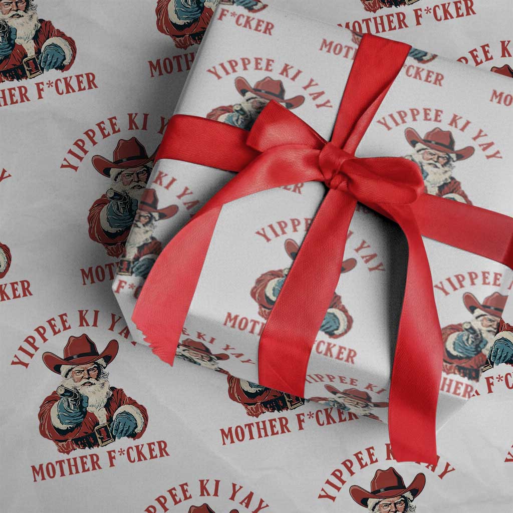 Yippee Ki Yay Mother Fcker Wrapping Paper Roll Funny Santa Gun Christmas TS14 White Print Your Wear