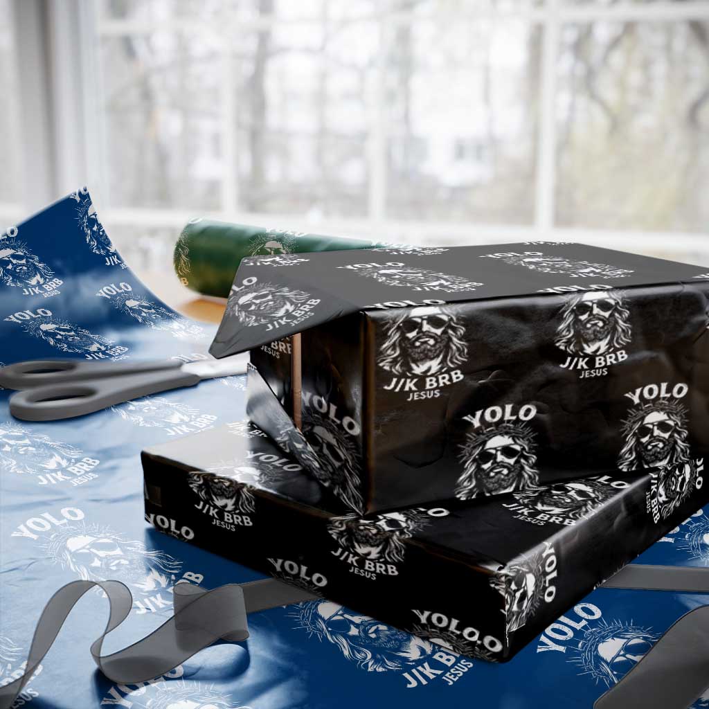 Yolo Jk BRB Jesus Wrapping Paper Roll Funny Easter Ressurection Christians TS10 Black Print Your Wear