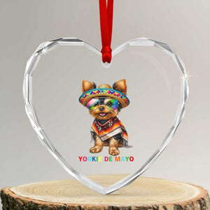 Yorkie De Mayo Heart Crystal Glass Ornament Cinco De Mayo Dog Lover TS12 Transparent Glass 3'' Heart Print Your Wear