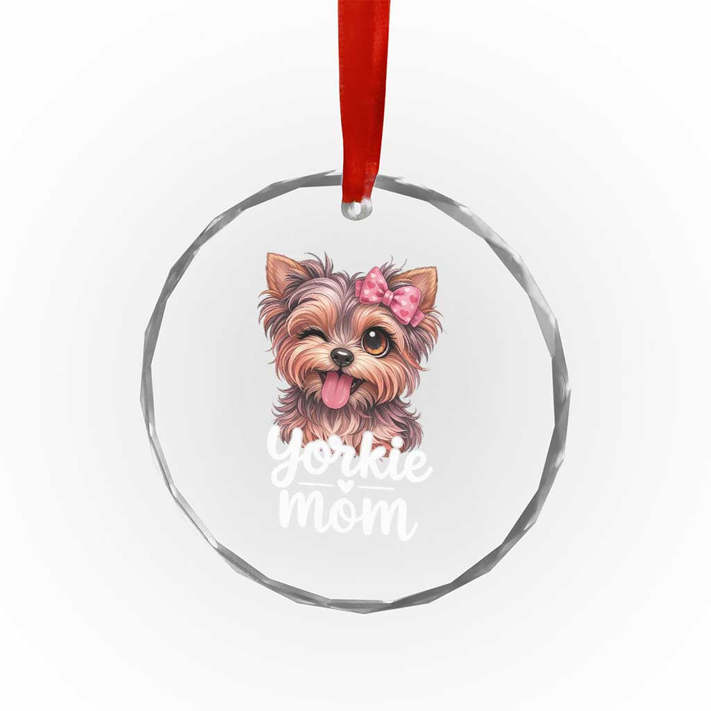 Yorkshire Terrier Dog Mom Crystal Glass Ornament Cute Yorkie Puppy Gift