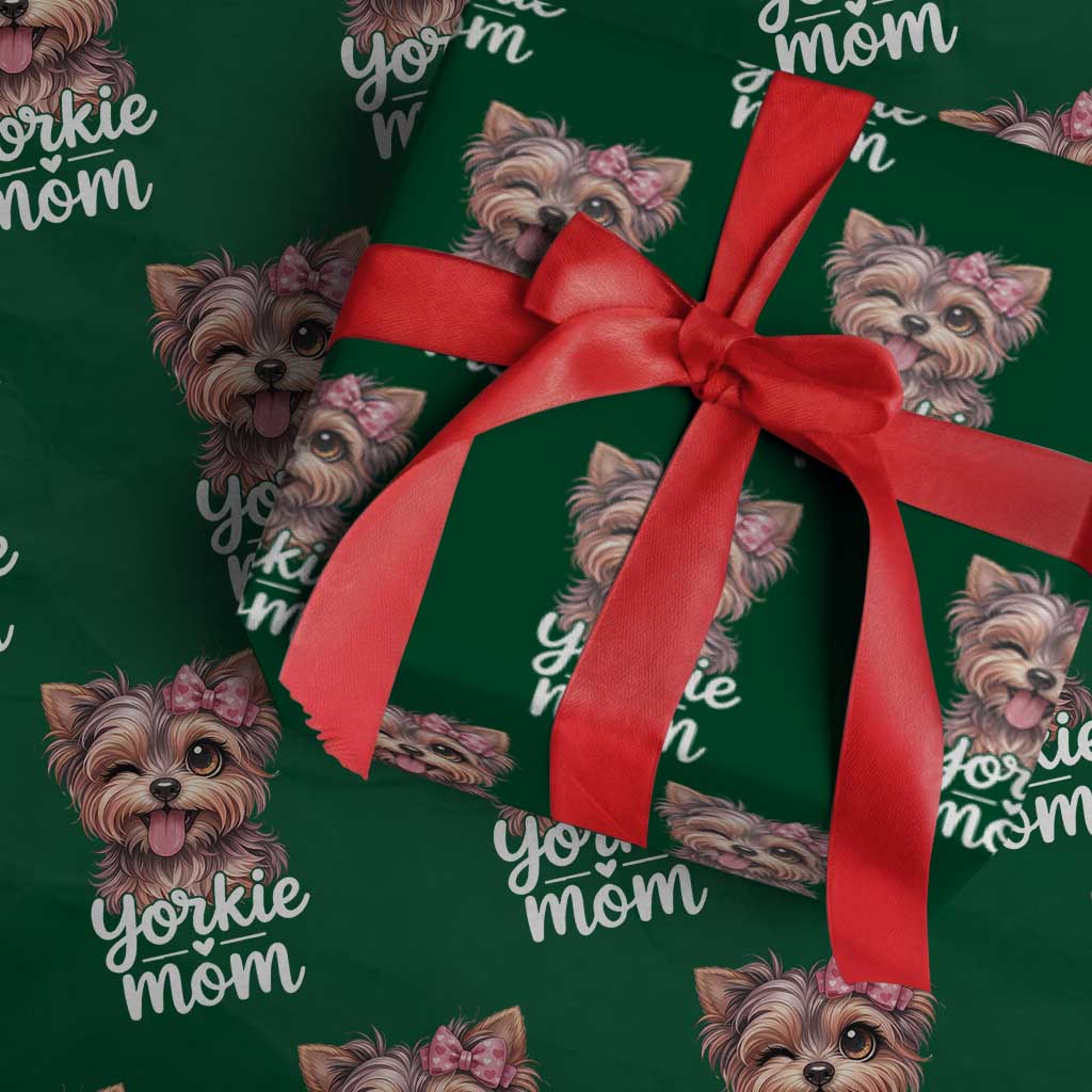 Yorkshire Terrier Dog Mom Wrapping Paper Roll Cute Yorkie Puppy Gift TS12 Green Print Your Wear
