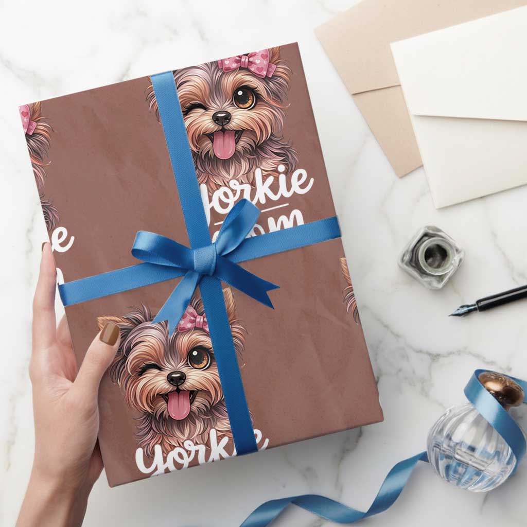 Yorkshire Terrier Dog Mom Wrapping Paper Roll Cute Yorkie Puppy Gift TS12 Mocha Print Your Wear