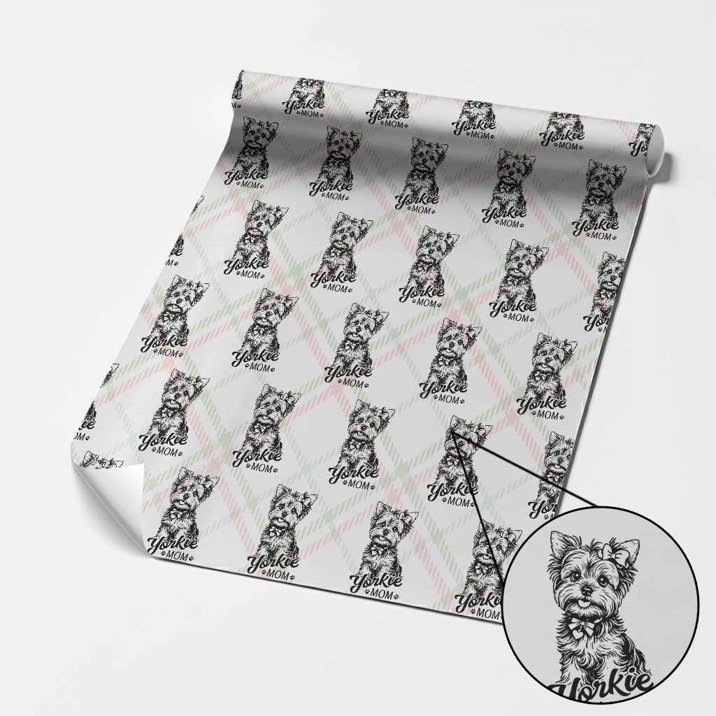 Yorkshire Terrier Mom Wrapping Paper Roll Cute Yorkie Mama Puppy Gift TS12 Christmas Plaid Print Your Wear