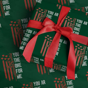 You AR The One for Me Wrapping Paper Roll Patriotic Valentine Gun Romantic Rifle and Flag TS02 Green Print Your Wear