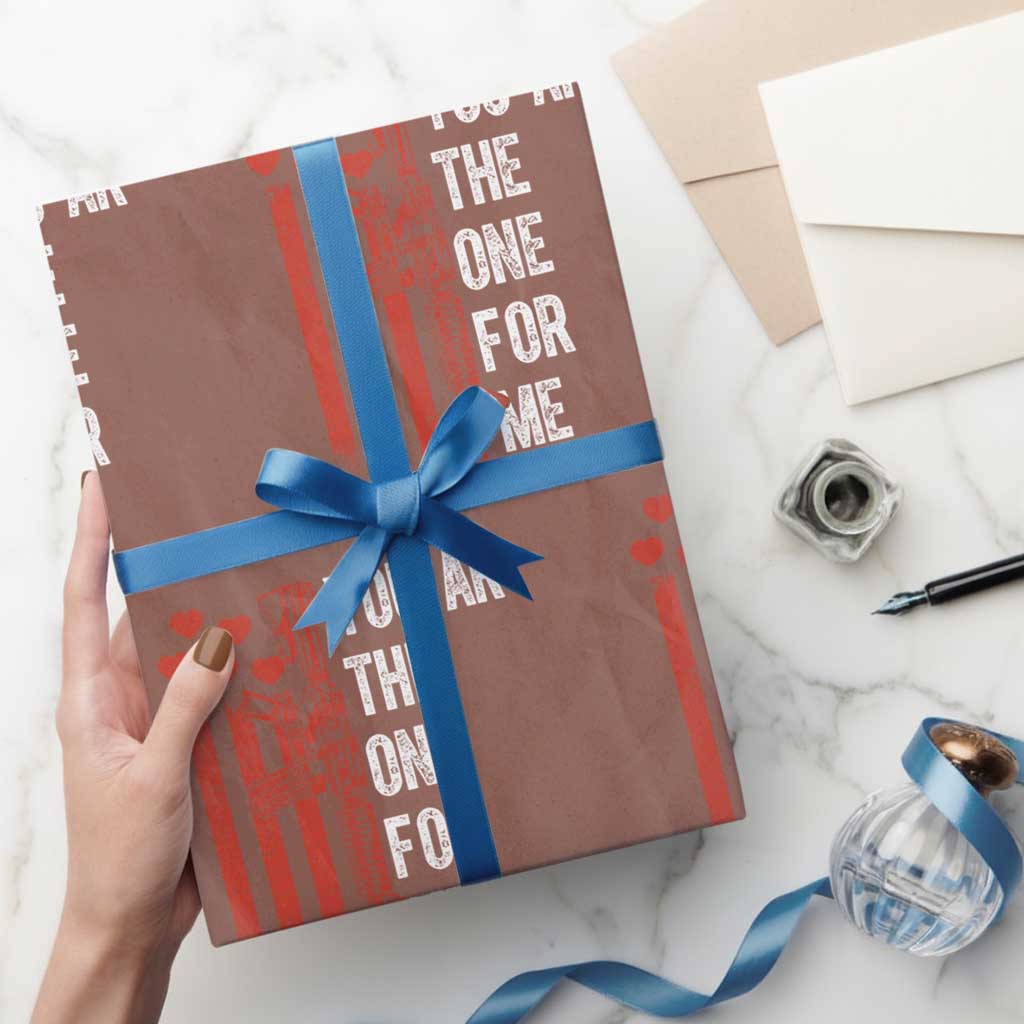 You AR The One for Me Wrapping Paper Roll Patriotic Valentine Gun Romantic Rifle and Flag TS02 Mocha Print Your Wear
