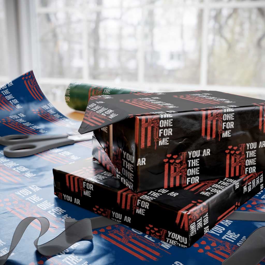 You AR The One for Me Wrapping Paper Roll Patriotic Valentine Gun Romantic Rifle and Flag TS02 Black Print Your Wear