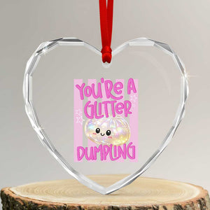 You Are A Glitter Dumpling Cute Preppy Pastel Graphic Heart Crystal Glass Ornament Kawaii Pastel Pink Striped Food Quote