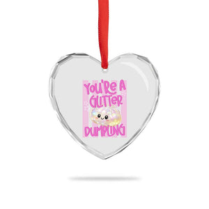 You Are A Glitter Dumpling Cute Preppy Pastel Graphic Heart Crystal Glass Ornament Kawaii Pastel Pink Striped Food Quote