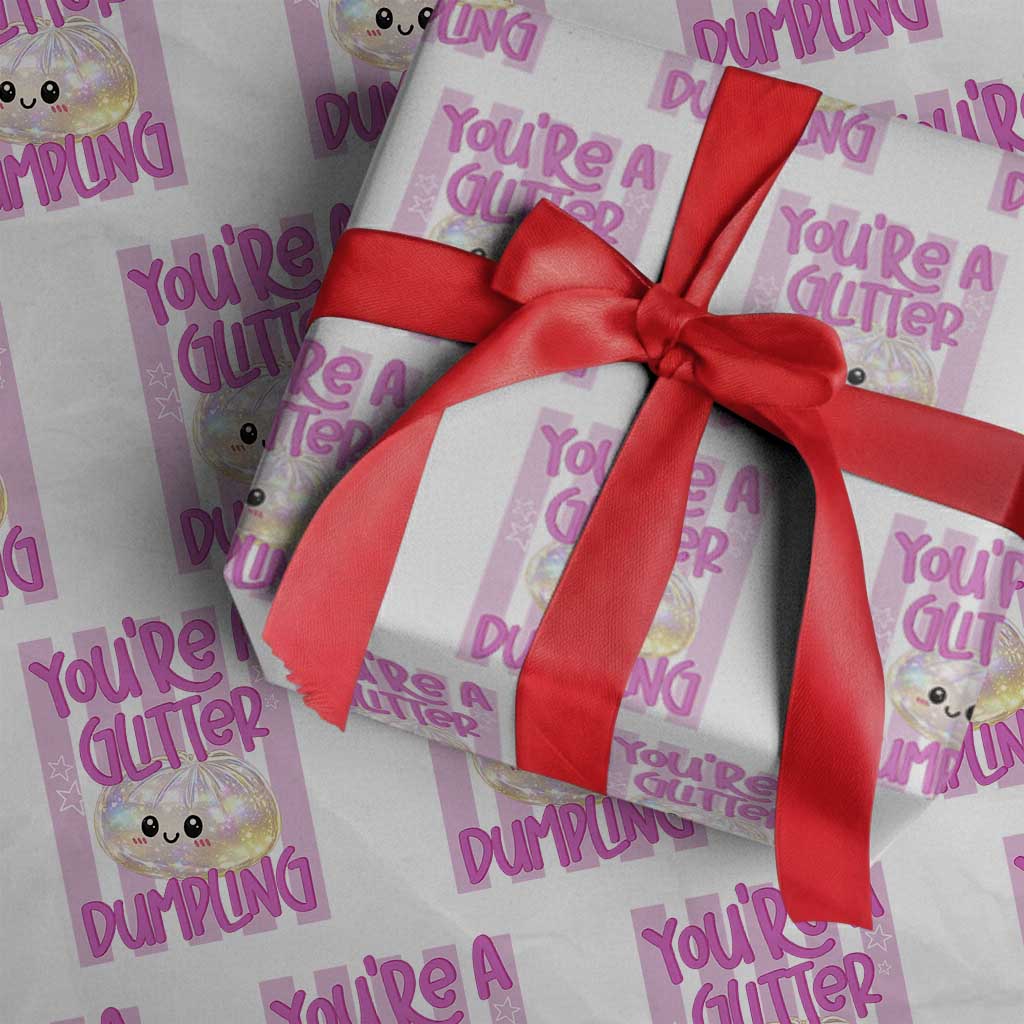 You Are A Glitter Dumpling Cute Preppy Pastel Graphic Wrapping Paper Roll Kawaii Pastel Pink Striped Food Quote