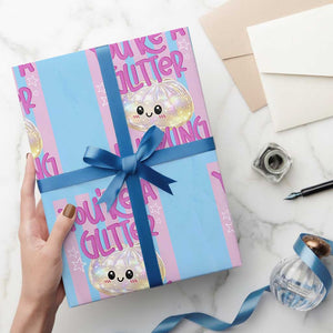 You Are A Glitter Dumpling Cute Preppy Pastel Graphic Wrapping Paper Roll Kawaii Pastel Pink Striped Food Quote